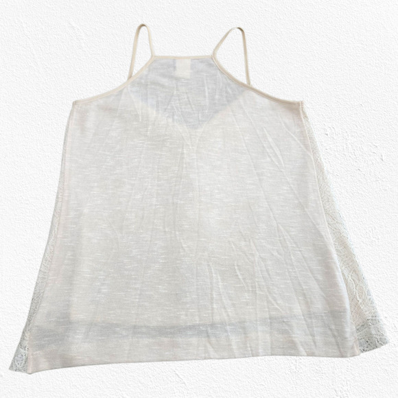Akemi + Kin Ivory Lace Fringe Halter Tank Top Boho Anthropologie Size XS Petite - Picture 11 of 11